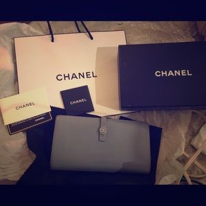 Vintage Chanel blue wallet with authenticity